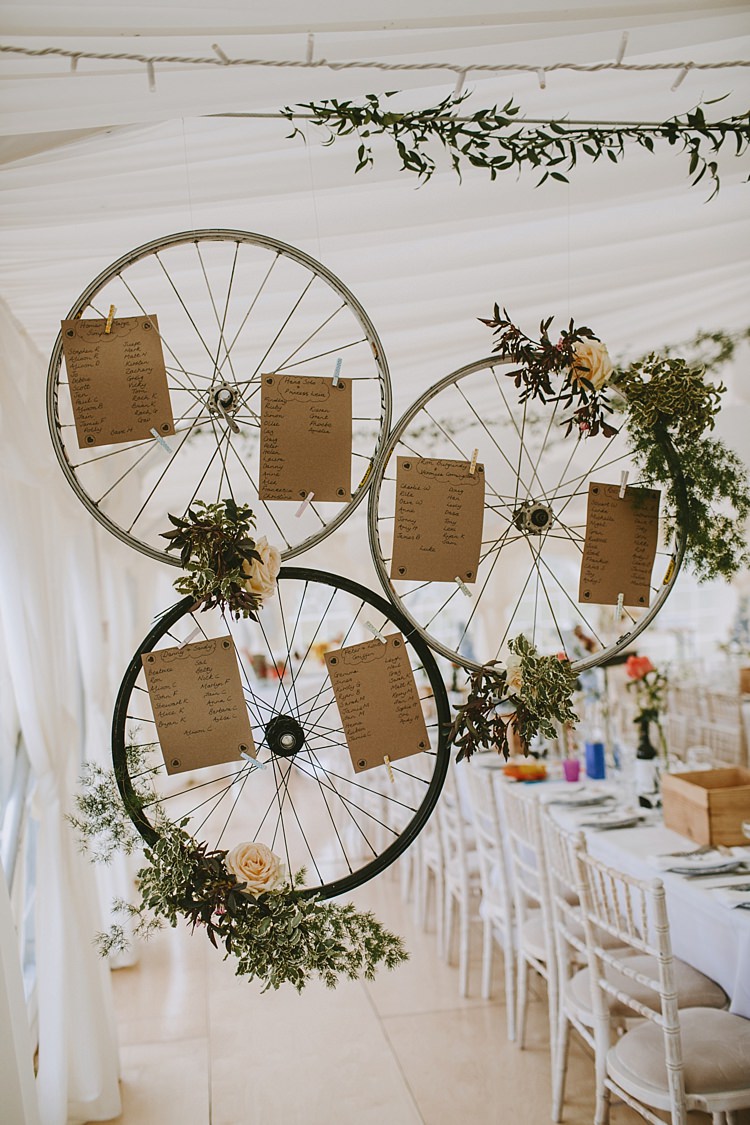 Bike Bicycle Wheel Seating Table Plan Chart Beautiful Bohemian Beach Glamping Wedding http://www.thecurries.co/