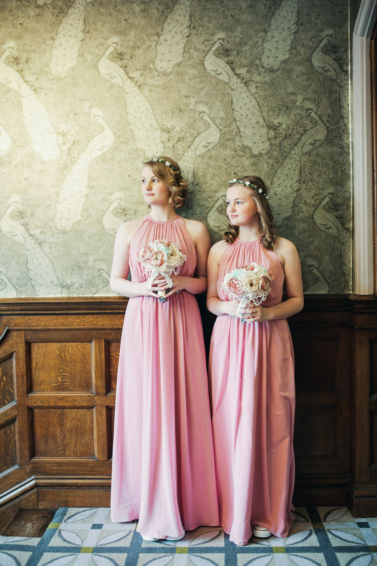 Long Pink Bridesmaid Dresses Rustic Secret Garden Wedding http://helenrussellphotography.co.uk/