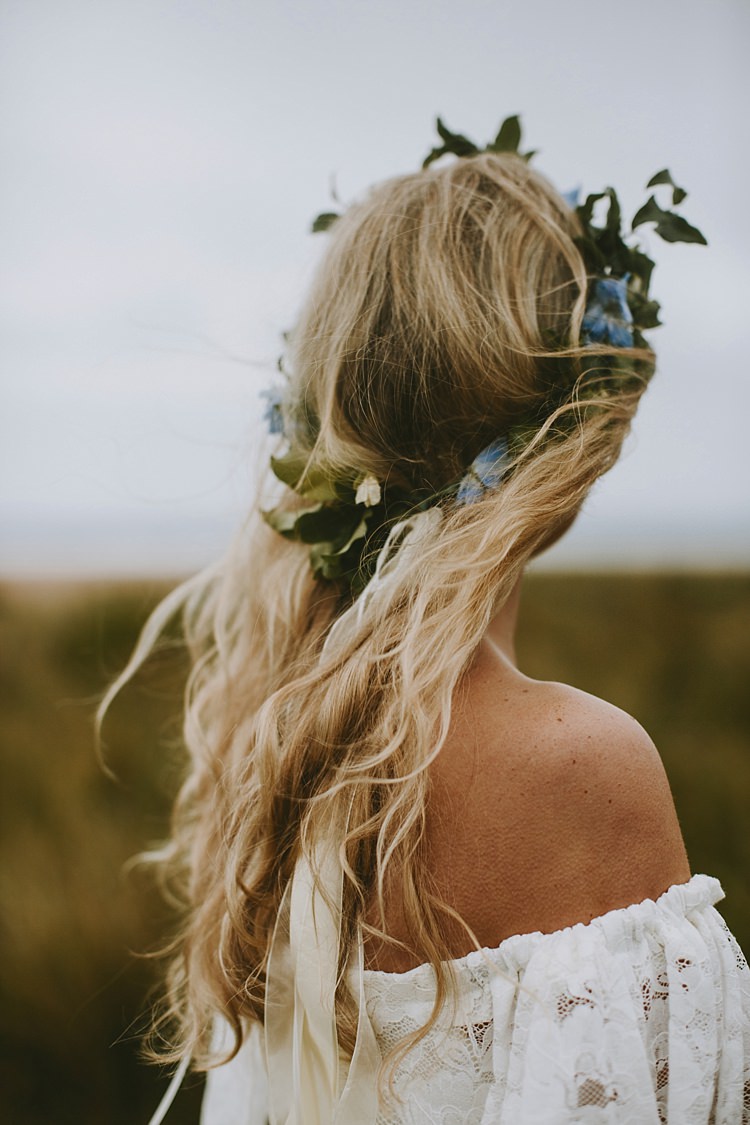Flower Crown Bride Bridal Ribbons Beautiful Bohemian Beach Glamping Wedding http://www.thecurries.co/