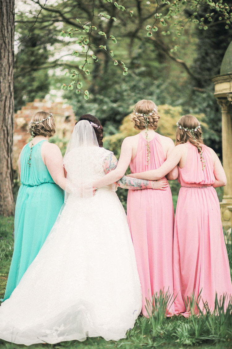 Mint Pink Bridesmaid Dresses Rustic Secret Garden Wedding http://helenrussellphotography.co.uk/