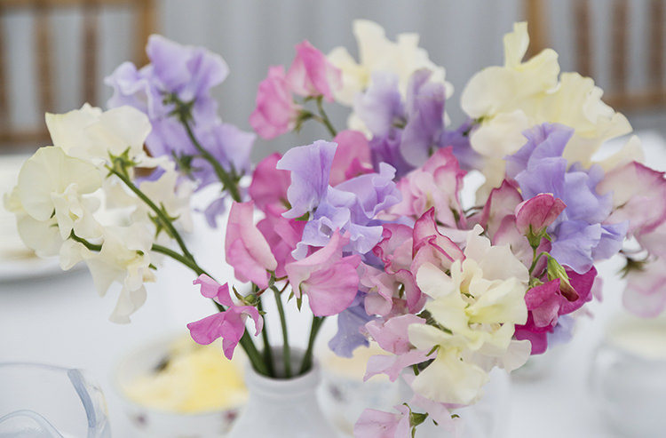 Sweet Peas Flowers Decor Country Cornish Pastel Beach Wedding http://www.slr-weddingphotography.co.uk/