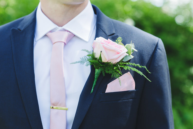 Rose Buttonhole Groom Pretty Pink Floral Garden Wedding https://www.georgimabee.com/