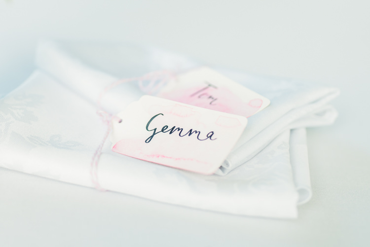 Watercolour Place Name Card Calligraphy Pretty Pink Floral Garden Wedding https://www.georgimabee.com/ 