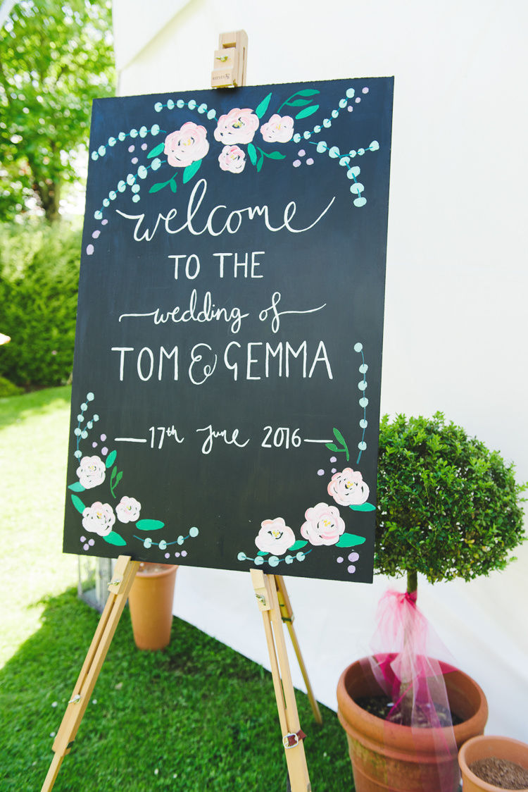 Black Board Chalk Sign Calligraphy Lettering Pretty Pink Floral Garden Wedding https://www.georgimabee.com/