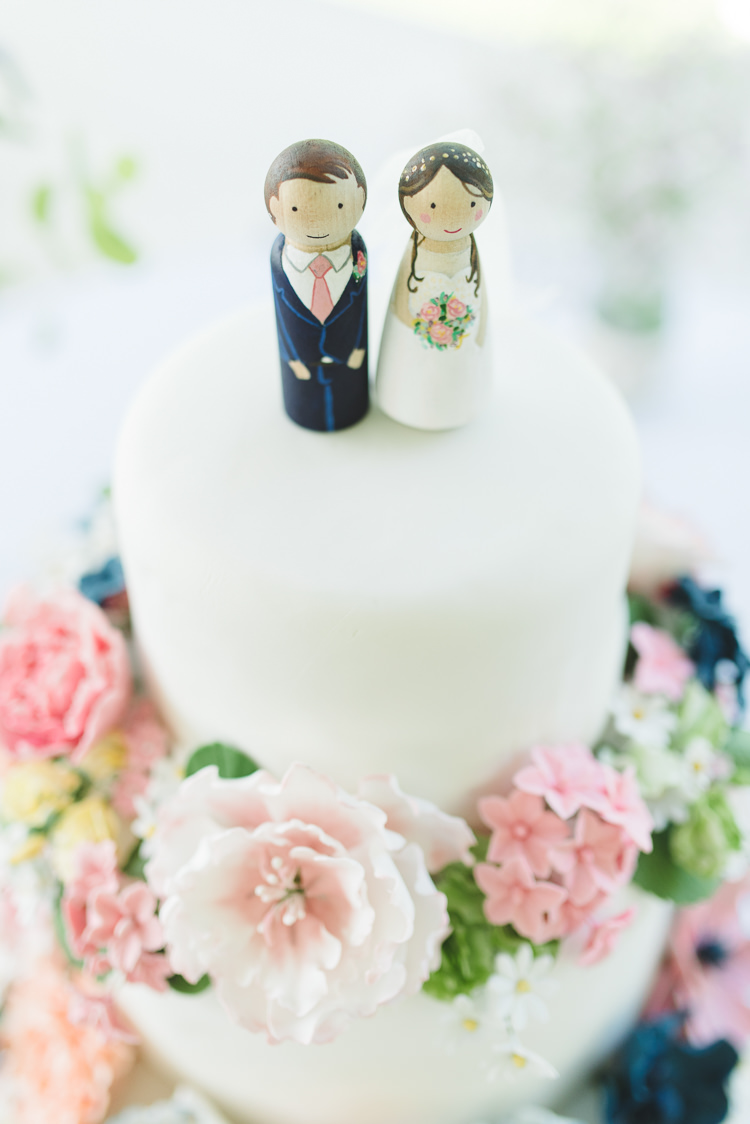 Bride Groom Wooden Peg Cake Toppers Pretty Pink Floral Garden Wedding https://www.georgimabee.com/