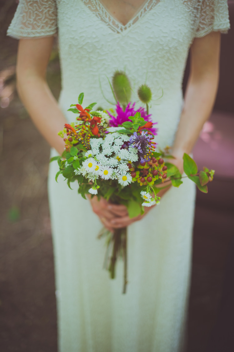 Bouquet Flowers Wild Natural Eco Local Seasonal Bride Bridal Colourful Woodland Humanist Wedding http://sashaweddings.co.uk/