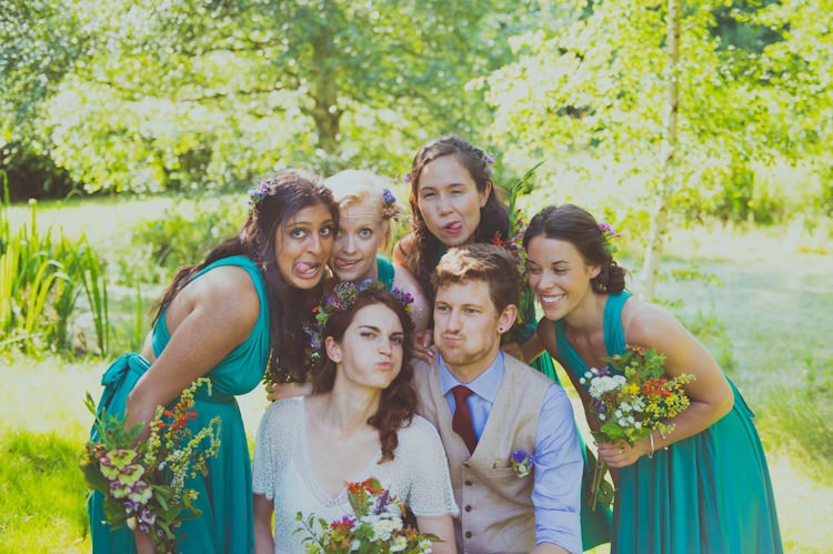 Emerald Green Multi Way Bridesmaid Dresses Colourful Woodland Humanist Wedding http://sashaweddings.co.uk/