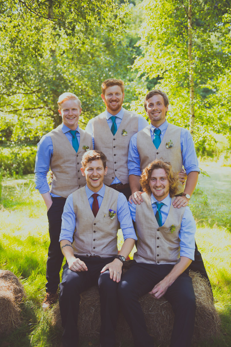Waistcoat Groomsmen Chinos Groom Colourful Woodland Humanist Wedding http://sashaweddings.co.uk/