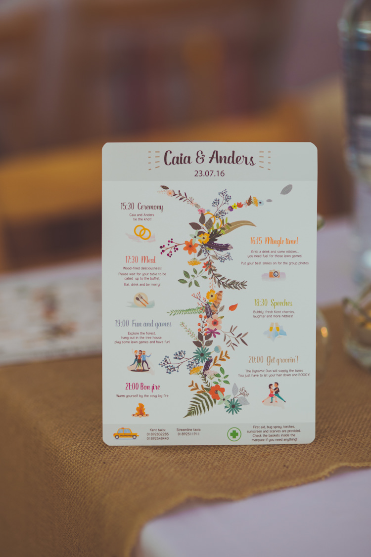 Floral Stationery Illustrated Colourful Woodland Humanist Wedding http://sashaweddings.co.uk/