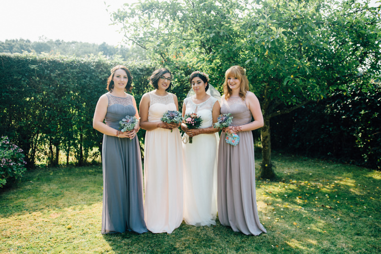Grey Blush Long Bridesmaid Dresses Home Made Rustic Barn Wedding http://www.sarahfleetphotography.com/
