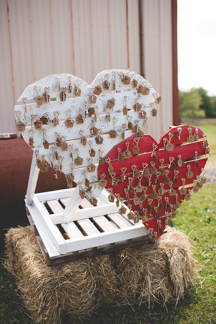 Painted Wooden Love Hearts Disney Keys Cardboard Name Tags Hay Bale Alice in Wonderland Wedding Pennsylvania http://www.julieflorophotography.com/