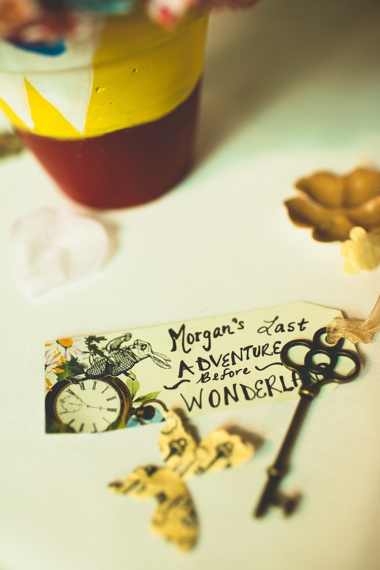 Vintage Key Illustrated Tag Reception Place Setting Alice in Wonderland Wedding Pennsylvania http://www.julieflorophotography.com/