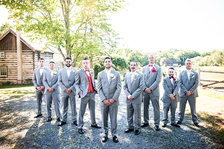 Groom Grey Suit White Bowtie Groomsmen Grey Suits Multicoloured Vests Bowties Alice in Wonderland Wedding Pennsylvania http://www.julieflorophotography.com/