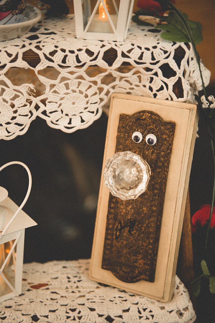 Reception Décor DIY Fancy Doorknob White Lanterns Vintage Tablecloths Alice in Wonderland Wedding Pennsylvania http://www.julieflorophotography.com/