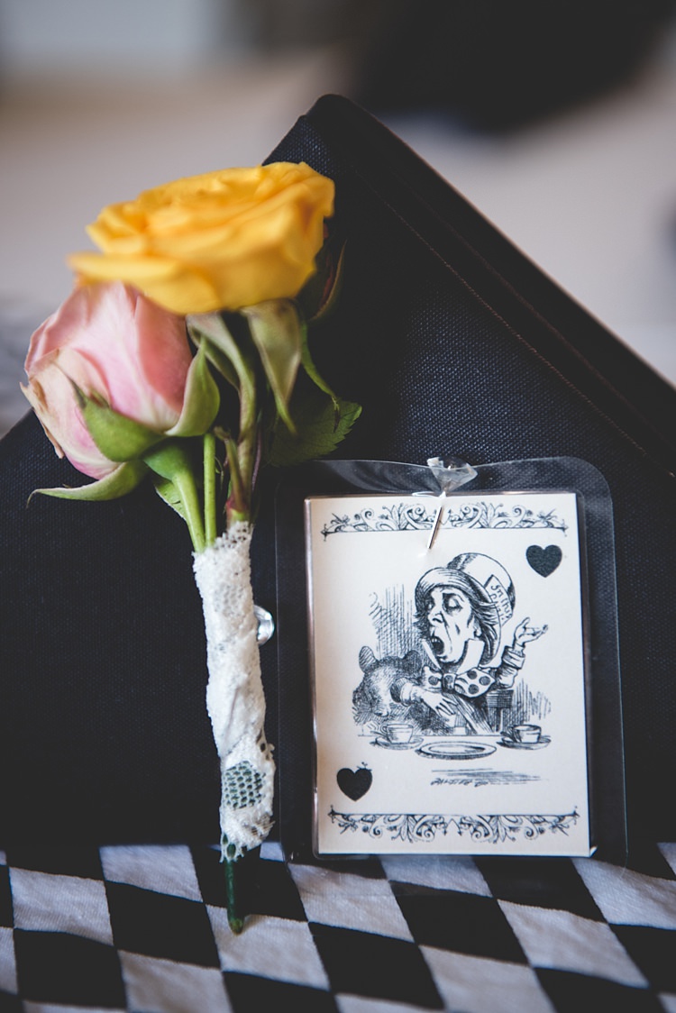 Reception Table Setting Red Pink Roses Lace Ribbon Playing Card Black White Checked Tablecloth Alice in Wonderland Wedding Pennsylvania http://www.julieflorophotography.com/
