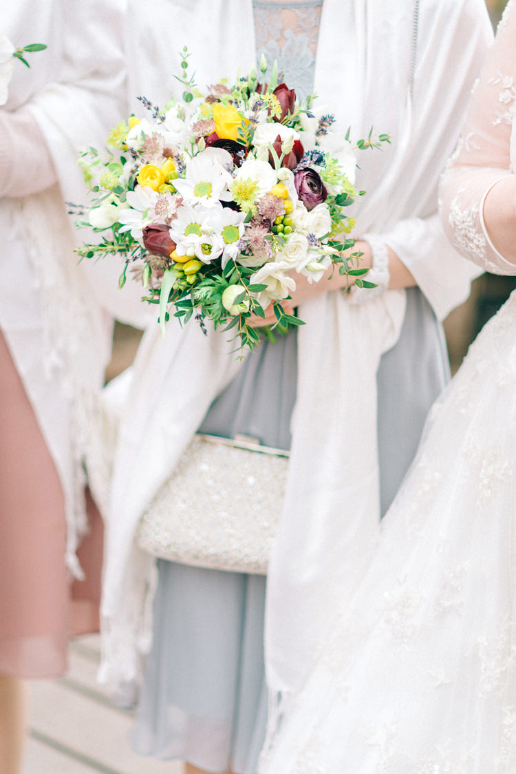 Bridesmaid Bouquet Yellow Cream Flowers Magical Spring Treehouse Wedding http://sarahjaneethan.co.uk/
