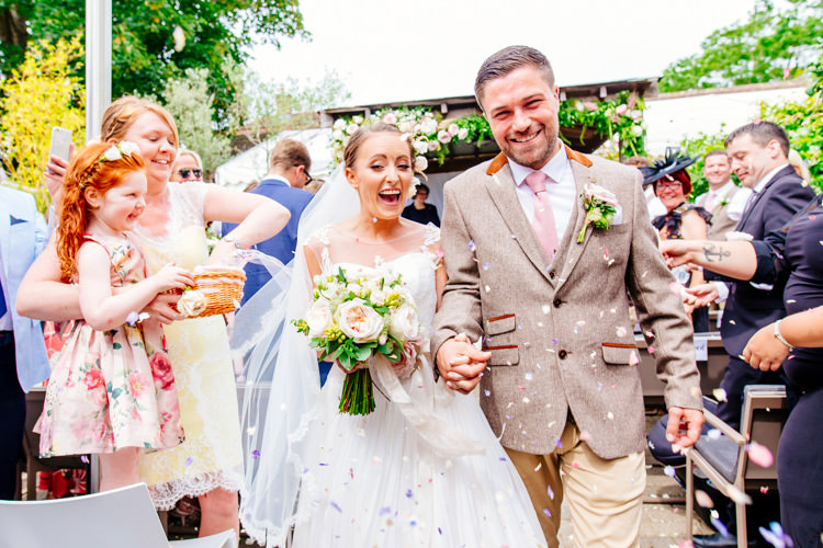 Confetti Throw Fresh Relaxed Romantic Pink Green Pub Wedding http://www.els-photography.com/