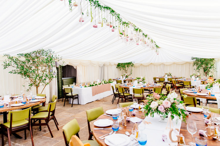 Hanging Flowers Marquee Fresh Relaxed Romantic Pink Green Pub Wedding http://www.els-photography.com/