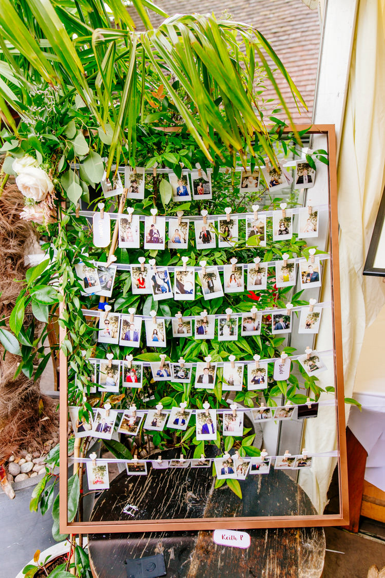 Polariod Photo Seating Plan Chart Table Frame Fresh Relaxed Romantic Pink Green Pub Wedding http://www.els-photography.com/