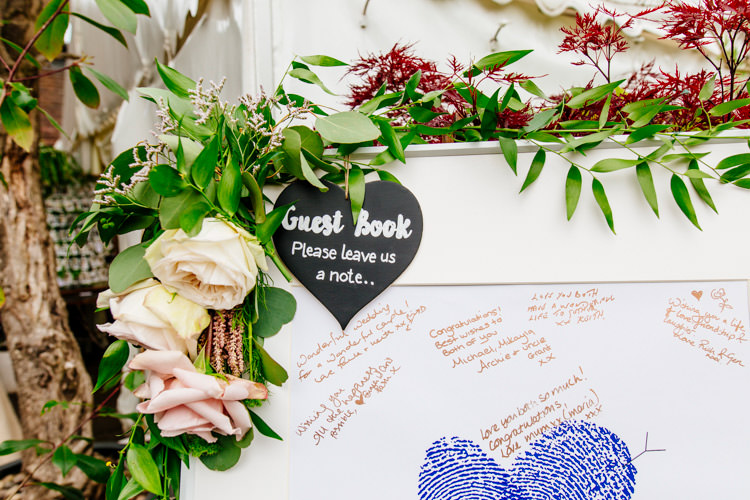 Flower Frame Guest Book Fresh Relaxed Romantic Pink Green Pub Wedding http://www.els-photography.com/