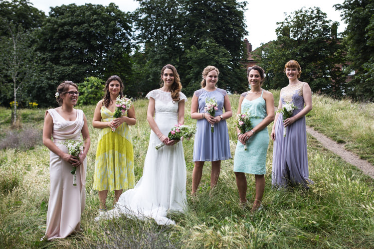 Pastel Bridesmaid Dresses Mismatched London Pub Wedding http://www.olliverphotography.com/