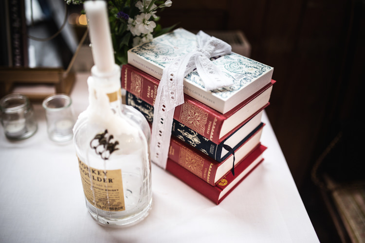 Books Decor Mismatched London Pub Wedding http://www.olliverphotography.com/