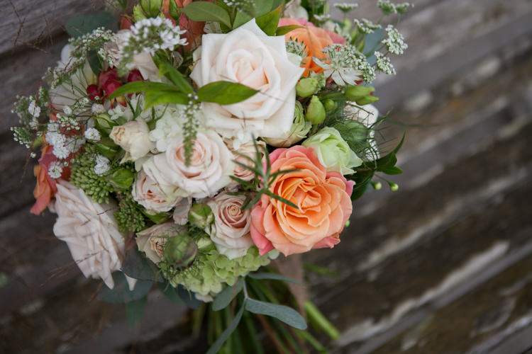 Coral Rose Bouquet Rustic Outdoor Rural Tipi Wedding http://emmastonerweddings.com/