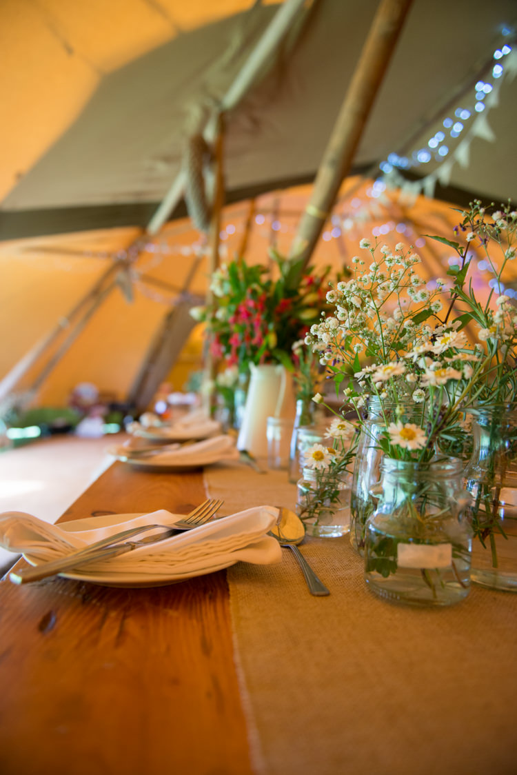 Wild Natural Jar Flowers Decor Centrepiece Tables Rustic Outdoor Rural Tipi Wedding http://emmastonerweddings.com/