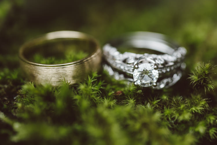 Gold Wedding Band Diamond Engagement Wedding Ring Greenery Magical Fairytale Forest Wedding Washington http://karissaroe.com/