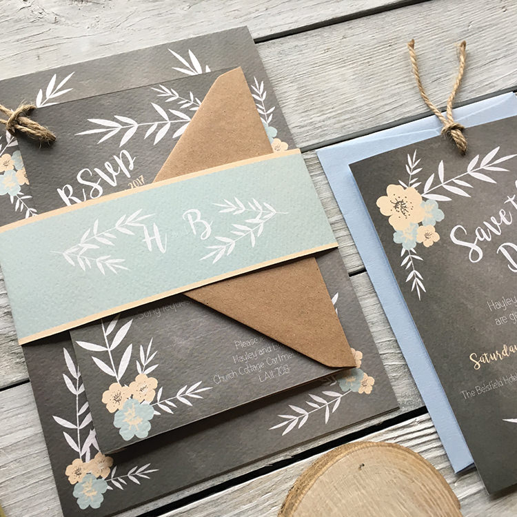 Pretty Wedding Stationery Invitations Lily and Jack’s Paper Studio UK Floral Chalkboard