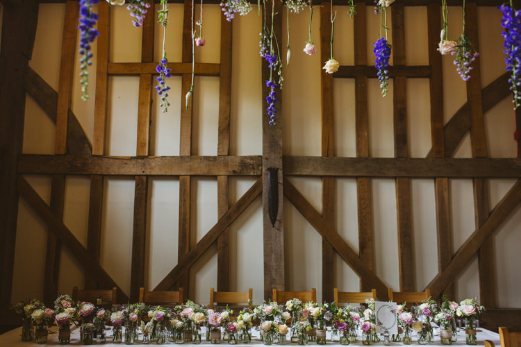 Top Table Flowers Jars Hanging Pretty Festival Barn Countryside Wedding http://www.claretamim.co.uk/