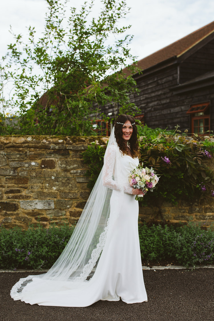 Regency Suzanne Neville Dress Gown Bride Bridal Lace Veil Sleeves Pretty Festival Barn Countryside Wedding http://www.claretamim.co.uk/