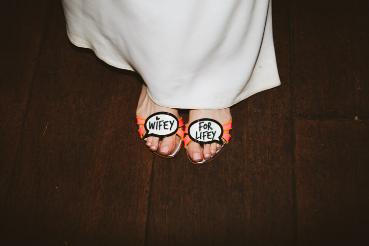 Wifey For Lifey Shoes Bride Bridal Pretty Festival Barn Countryside Wedding http://www.claretamim.co.uk/