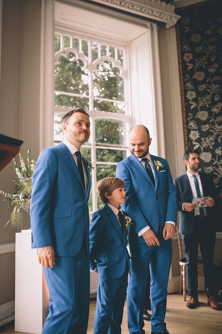 Blue Suit Navy Tie Groom Groomsmen Page Boy Fun Quirky Country House Wedding http://storyandcolour.co.uk/