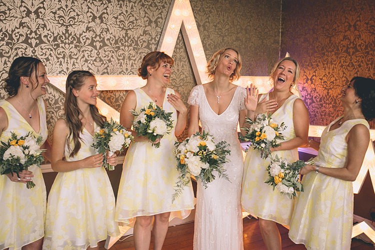 Short Yellow Bridesmaid Dresses Lemon Fun Quirky Country House Wedding http://storyandcolour.co.uk/