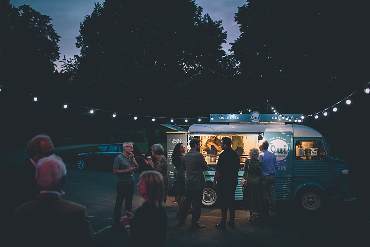 Crepe Food Van Festoon Lights Fun Quirky Country House Wedding http://storyandcolour.co.uk/