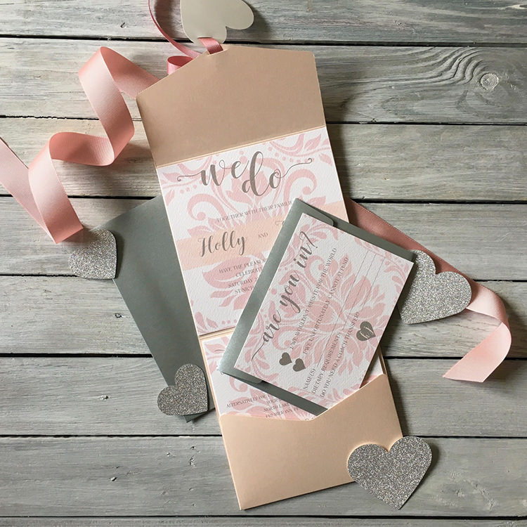 Pretty Wedding Stationery Invitations Lily and Jack’s Paper Studio UK Pocket Fold 
