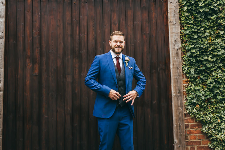 Blue Suit Grey Waistcoat Groom Relaxed Boho Barn Wedding http://www.fcphotography.co.uk/