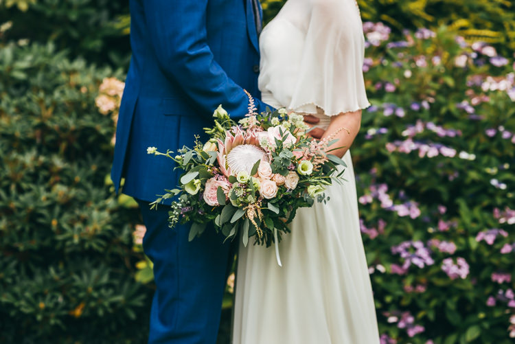 King Protea Bouquet Flowers Bride Bridal Relaxed Boho Barn Wedding http://www.fcphotography.co.uk/