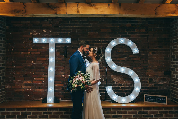 Letter Lights Relaxed Boho Barn Wedding http://www.fcphotography.co.uk/