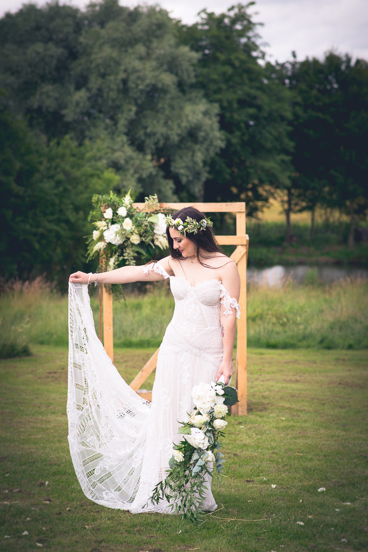 Rue De Seine Fox Dress Gown Bride Bridal Off Shoulder Bardot Outdoor Boho Botanical Farm Wedding http://www.lauraophotography.com/
