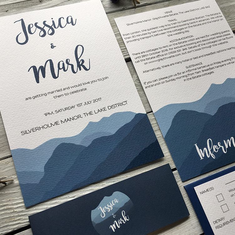 Pretty Wedding Stationery Invitations Lily and Jack’s Paper Studio UK Blue Mountains