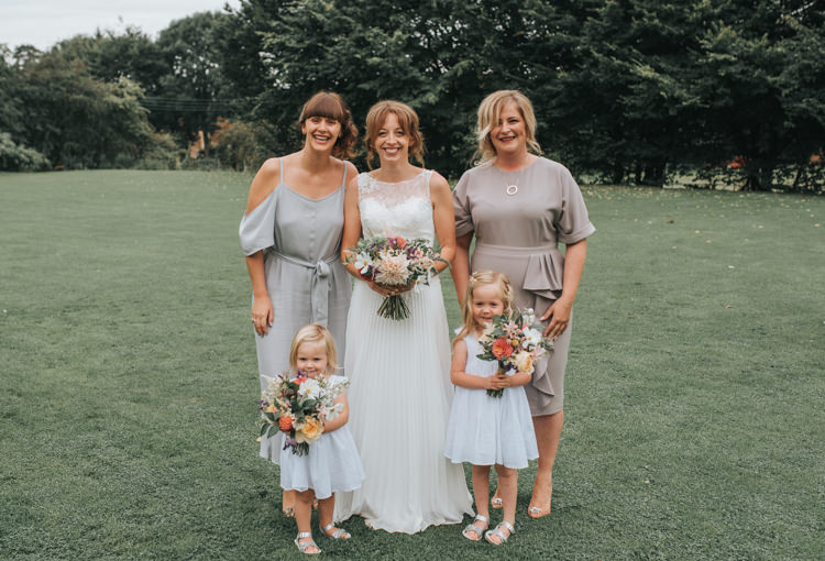 Mismatched Grey Bridesmaid Dresses Floral Autumn Country House Wedding http://pearbearphotography.com/