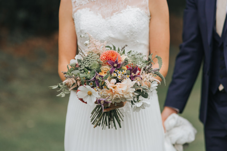 Bouquet Flowers Bride Bridal Dahlia Peach Orange Floral Autumn Country House Wedding http://pearbearphotography.com/