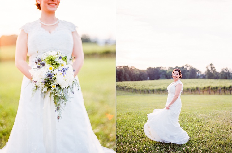 Bride Lace Cap Sleeve Bridal Gown Pearls Bouquet Peonies Lavender Ranunculus Florals Outdoor Spring Vineyard Wedding Tennessee http://www.juicebeatsphotography.com/