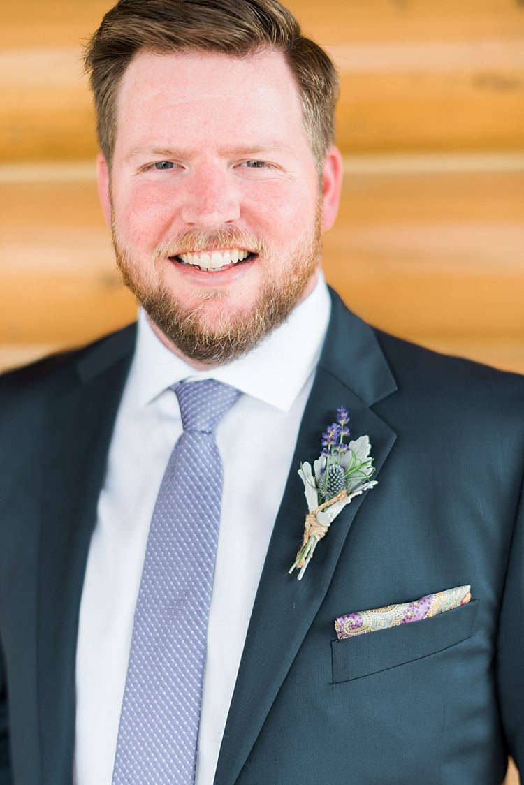 Groom Navy Suit Purple Tie Colourful Pocket Square Floral Button Hole Beard Style Outdoor Spring Vineyard Wedding Tennessee http://www.juicebeatsphotography.com/