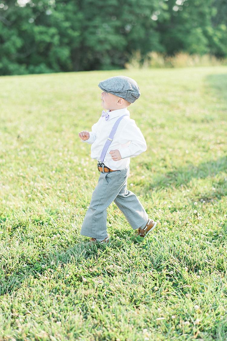 Ring Bearer Purple Suspenders Bow Tie Grey Hat Pants Outdoor Spring Vineyard Wedding Tennessee http://www.juicebeatsphotography.com/