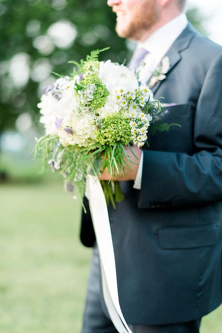 Groom Navy Suit Purple Tie Bouquet Peonies Lavender Daises White Ribbon Outdoor Spring Vineyard Wedding Tennessee http://www.juicebeatsphotography.com/