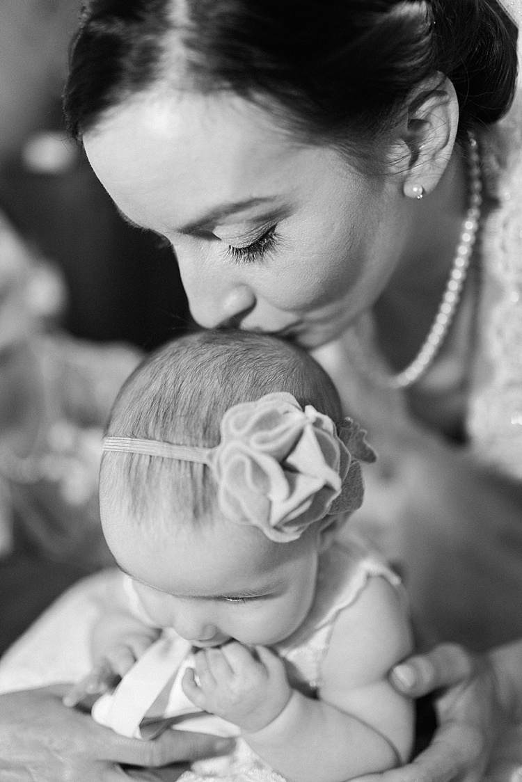 Bride Lace Cap Sleeve Bridal Gown Pearl Jewellery Baby Floral Headband Kiss Outdoor Spring Vineyard Wedding Tennessee http://www.juicebeatsphotography.com/