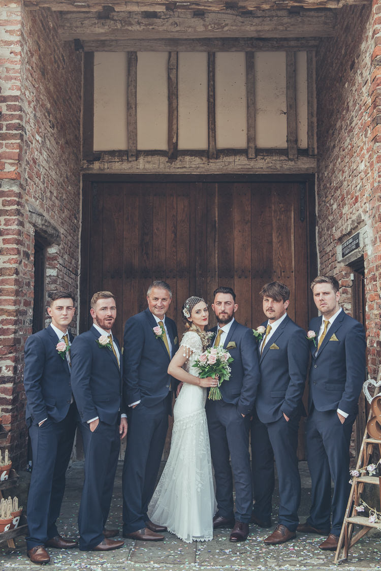 Blue Suit Mustard Tie Groom Groomsmen Bespoke Rustic Homespun Wedding http://lisahowardphotography.co.uk/
